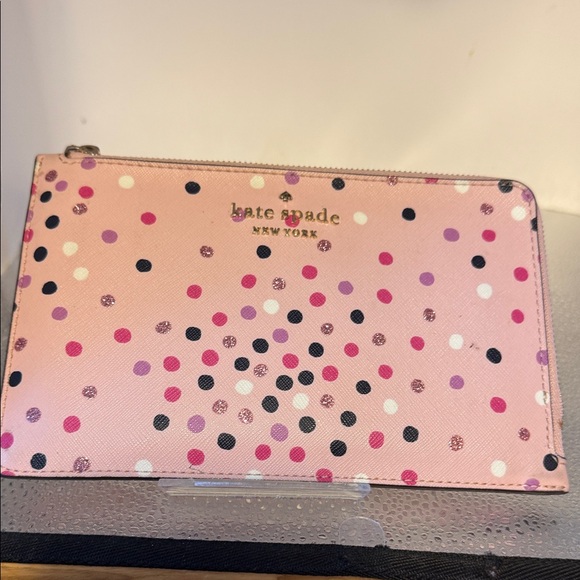 Kate Spade Pink Multicolor Dot Pouch - Picture 1 of 6